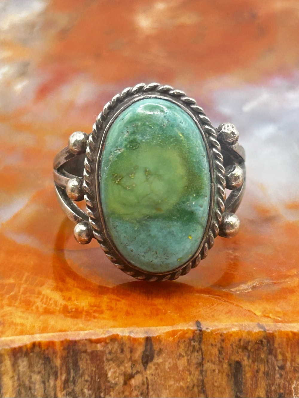 Southwest Sterling Silver Turquoise Ring - Size 8